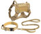 Taktisches Hundegeschirr-Halsband-Leine-Set für große Hunde, verstellbares militärisches Trainings-Nylon-Hundehalsband Hundewestengeschirr für das Training der Jagd und des Gehens (XL, Khaki)