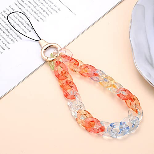 Universale Bunte Acrylkette Handykette Handgelenkschlaufe Kette Handy Lanyard Handy Anhänger Telefonkette Schlüsselanhänger Handygürtel Handyschmuck Hängende Kette Handschlaufe Taschenanhänger