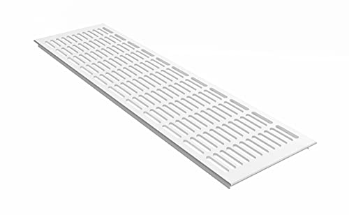 MS Beschläge Abluft- Zuluftgitter Weiß RAL9016 Aluminium Lüftungsgitter 150mm breit Stegblech Heizungsabdeckung Verkehrsweiß Lüftungsblech pulverbeschichtet (Länge 1200mm)