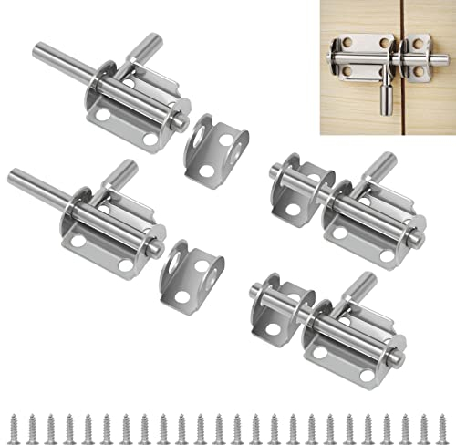 Wkmamo 4 Stück Türriegel Edelstahl,Schiebeschloss Bolzenriegel Riegel Türgleitbolzen Abschließbare Riegel,Riegelschloss Klein Tür Riegel für Badezimmer Toilette Schuppen Schlafzimmer