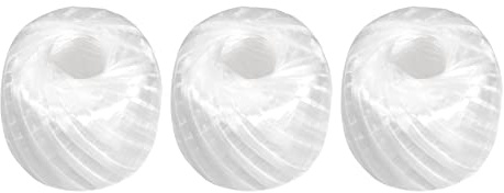 Rebower polyester nylonrep [för hushåll paketerad packning gör-det-själv] – 100 m/328 fot/3 rulle plast, vit