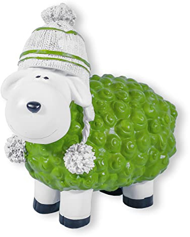 colourliving Schaf Figur Buntes Deko Schaf mit Mütze Gartenfigur Schaf Dekofigur Schaf lustige Schafe (Grün)