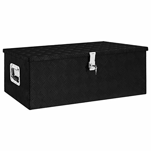 Aufbewahrungsbox, XIAOGUANG Abschließbare Box, Alu Box, Metal Box, Transportkiste, Werkzeugbox, Metallkiste, Alukiste, Schwarz 90x47x33,5 cm Aluminium