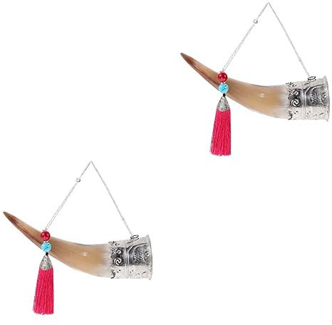 Cabilock 2 Piezas De Cuerno Vikingo Hecho A Mano Decoración Decorativa De Pared Colgante De Cuerno Para Fiesta Decoración De Pared Decoración De Cuerno Natural.
