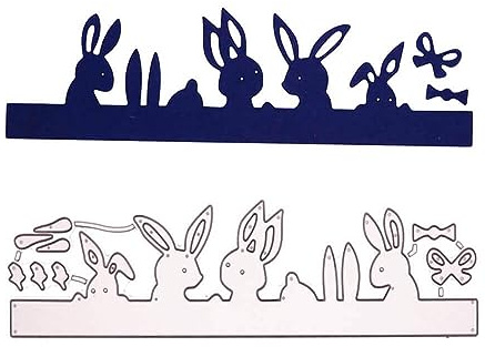 Stanzenshop Stanzschablone Reihe mit Hasen und Verzierungen, Ostern, Osterfest, Schleifen, Frühling, Haustier, Stanzformen, Schablonen, Scrapbooking, Kartenherstellung