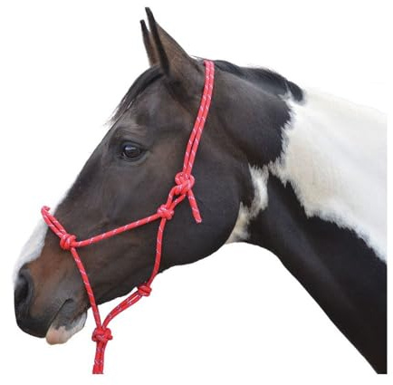 Hi-Viz Reflektierendes Seil Halfter mit Führstrick Se Voll Verstellbar (Pony, Rot)