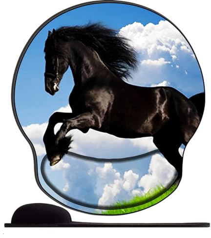 Tapis de Souris avec Repose Poignet Cheval Animal Licorne Elfe(4) Ergonomique Repose Poignet Gel avec Gel Antidérapant à Base de PU Tapis Souris Ergonomique Support Souris pour Bureau