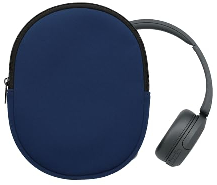 kwmobile Cover Compatible with Sony WH-CH520 / WH-CH510 / MDR-ZX110 Case - Neoprene Headset Cover - Pouch w/Zipper - Dark Blue
