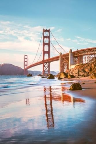 Acryl-Bild 60 x 90 cm: Klassischer Panoramablick auf die berühmte Golden Gate Bridge vom malerischen Baker Beach aus im wunderschönen goldenen (121794917)