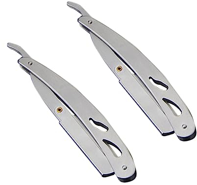 MAGICLULU 2stücke Teiliges Vintage Rasiererhalter Aus Rostfreiem Edelstahl Professioneller Gerader Halter Leicht Kompakt Sicherer Aufbewahrungsort Für Rasierklingen Für Herren Bartpflege