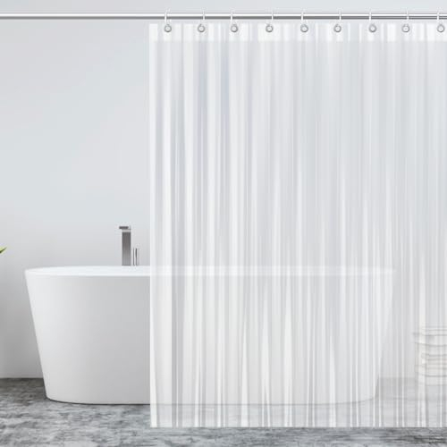 BOZKAA Transparent Duschvorhang 180x200,Antischimmel Wasserdicht Duschvorhänge, Plastik PEVA Badvorhang mit 12 Duschvorhängeringen