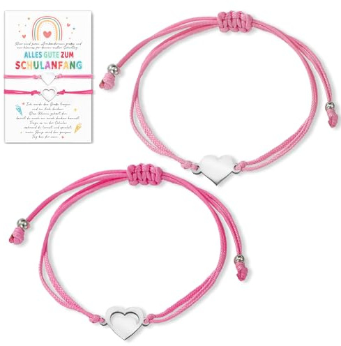 BOYATONG Einschulung Geschenk Schulkind Armband Mädchen, einstellbar, Edelstahl