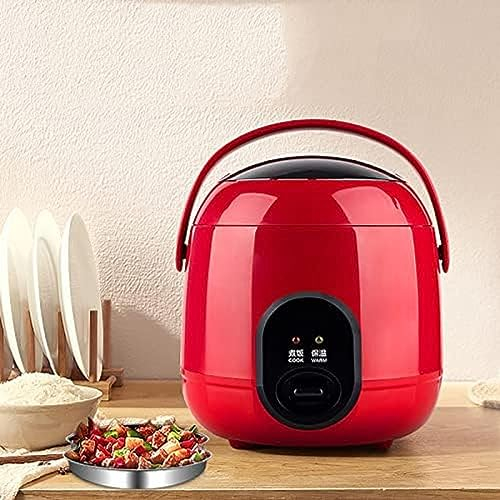 Cuociriso Piccolo Pentola Interna Antiaderente Completamente Automatica Multicooker da 1,2 Litri per 1-2 Persone,Arancione,Rosso