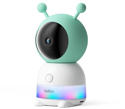 BOIFUN 2K Camara Vigilancia Bebe, Luz Nocturna Colorida, Compatible con Teléfono y Monitor, Rotación de 360°, Detección de Movimiento, Seguimiento Automático, Seguridad ABS