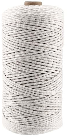 Bhina Rollo de Cuerda de Algodón Macrame 2mm x 200M - Hilo Trenzado para Jardinería, Envolver Regalos, Hornear, Manualidades y Decoración