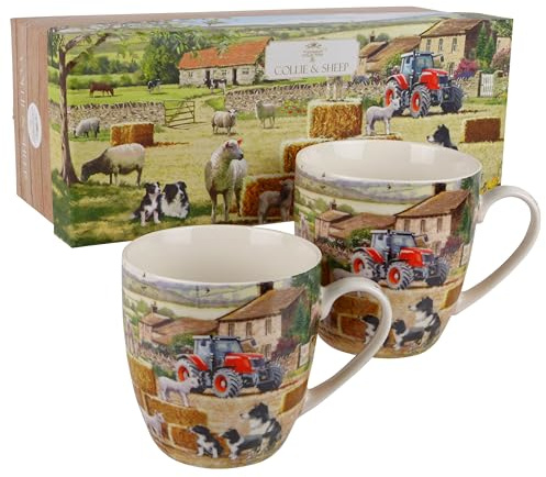The Leonardo Collection Porzellantassen, Collie und Schaf, Bauernhof, Geschenkbox, 2 Stück