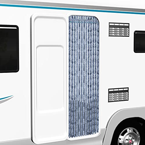 Kavolet Türvorhang aus Chenille, 56x185 cm Fadenvorhang Insektenschutz Fliegenschutz Vorhang Flauschvorhang Plüschvorhang Türvorhang für Camping Wohnwagen Silber