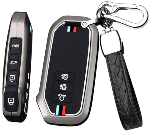 HIBEYO Keyless Autoschlüssel Hülle Passt für Kia 2022 Sportage 2023 NIRO Hybrid 2021 Sorento 2021 2022 MQ4 EV6 GT-Line K8 Schutzhülle schlüsselhülle Schlüsselbox mit Schlüsselringen 7Tasten-A Schwarz