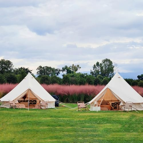 Klocktält 3 m, glamping-tält för 2–4 personer, tipi tält utomhus med 3 000 mm vattenpelare, bomullstält 4 personer, tipitält, jurtält för lämpligt för familjens camping, musikfestivaler, bröllop