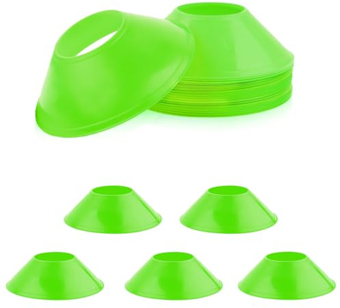15pcs Soccer Cones for Sports Training, Mini Football Pylons Cones Flexible Agility Sports Cones Practice Cones for Football Basketball Running Drills Sports Games Field Cone Markers Kids(Green)