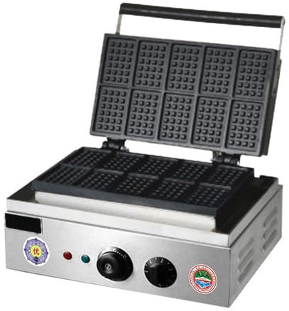 Elektrische Waffelmaschine Waffeleisen Waffelautomat Für Belgische Waffeln Antihaft Doppelseitige Gleichmäßige Erwärmung Für Fluffige Goldene Waffeln Für Restaurant Bäckereien Snackbar 1500W(10 grid)