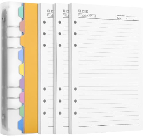 Kesote Ringbuch A5 Nachfüllbar Notizbuch Liniert 150 Blätter Budgetplaner mit Register Tagebuch Binder 6 Löcher Ringbuch (300 Seiten)