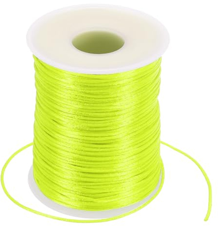 PATIKIL 1,5 mm x 100 Meter Nylon Satinband, Nylon Perlenfaden Knotenschnur Kette Geflochtene Schnur für Armbänder Schmuckbesatz Chinesischer Knoten, Leuchtendes Gelb