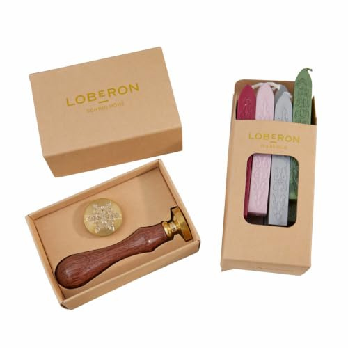 Loberon Wachsstempel und Siegelwachs Movique, bunt | in Vielfältigen Farben, Geschenkverpackungen, Messing, Mangoholz, Wachs