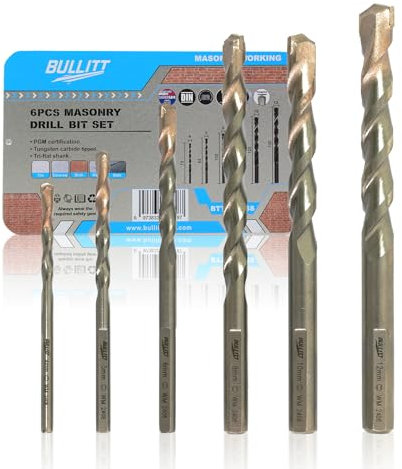 BULLITT Masonry Drill Bits, PGM Certificated Drill Bit Sets for Masonry, Industrial Strength Concrete Drill Bits Set for Masonry,Block,Brick and Stone (6, Ø4/5/6/8/10/12mm)