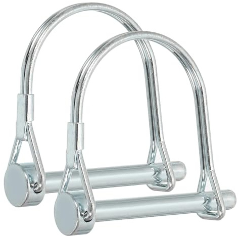 PATIKIL 2 Stück Stahl Verzinken Klappsplinte 6mm Durchmesser, 50mm Länge D Form Rohrklappsplinte mit Rastverschluss Sicherungsbolzen für Anhänger Bauernhof Traktor Garten Rasenmäher