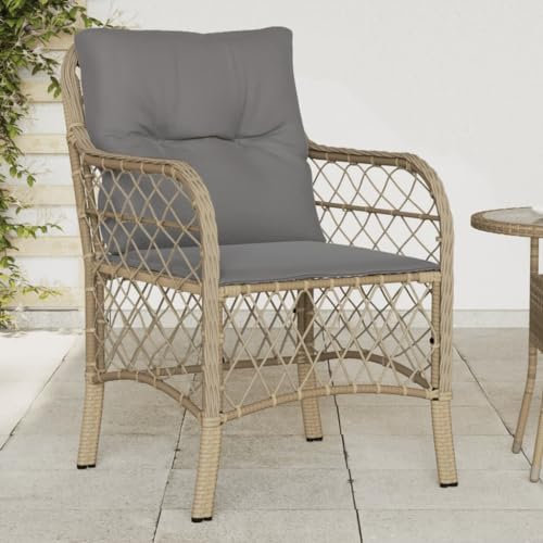 Outdoor-Terrassenmöbel-Set mit Kissen, 2 schwarze Polyrattan-Gartensessel für Lounge und Abendessen