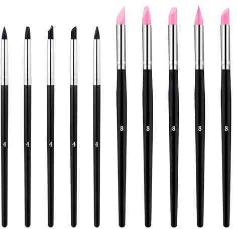 KFHENSOMR Juego de 10 pinceles de goma, pinceles de pintura acrílica y silicona, herramientas de modelado y herramientas profesionales