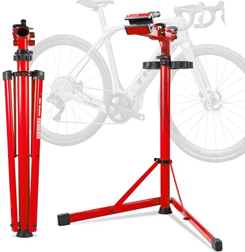 Keoslpy Upgraded Bike Repair Stand Max 176 lbs, Heavy Duty Bicycle Repair Stand, Portable Aluminum E Bike Stand Manintenance Workstand for Any Bike, Heavy E-Bike, Mountain Bike and Road Bike, Red