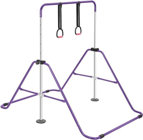 LN COZY CORNER Gymnastics Bar,Adjustable Horizontal Bar Gymnastics Training Kip Bar Gymnastics Equipment for Home Indoor outdoor (With Rings, Purple)