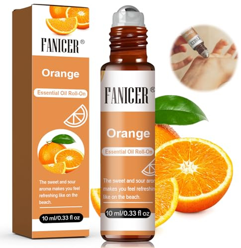 10ML Roll On Aceite Esencia, Aromatic for Diffuser,Fragancia para el Hogar, Adecuado para Uso en la Piel, Relajante，massaggio,Regalo de Aceite Esencial de Perfume-Naranja Dulce ﻿