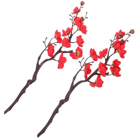 NULYLU 2piezas Ramas Ciruelo Artificial Plástico Flor Ciruelo Artificial Adorno Flores