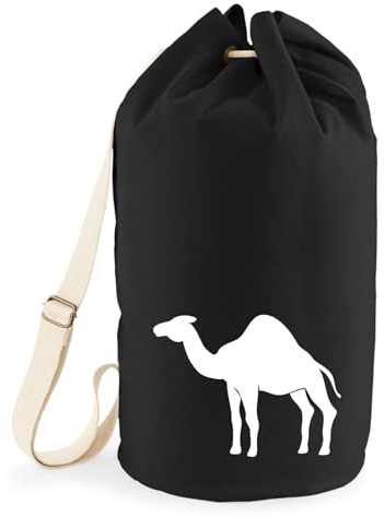 Huuraa Seesack Dromedar Kamel Silhouette 20 Liter Black Baumwolle Rucksack Geschenkidee