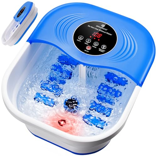 SPA4PIEDS Baño de Pies Plegable con Calefacción y 8 Rodillos de Masaje | Spa para Pies con Burbujas, Luz Roja Infrarroja, Piedra Pómez y Temporizador | Temperatura Ajustable
