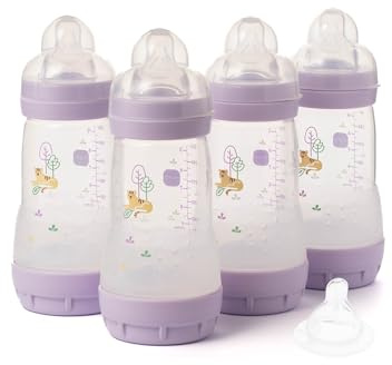 MAM Easy Start Anti-Colic Bottles, 4X 260ml, Self-Sterilising, Lilac