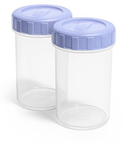 2 x Plastic Beaker Cups 400ml with Twist Lock Lid Airtight Food Storage Containers Microwave Dishwasher Freezer Safe BPA Free