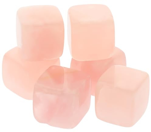 STOBAZA 6 Pièces Lot de Glaçons en Quartz Rose Réutilisables pour Boissons Glaçons Pierre Quartz pour Whisky et Cocktails Élégants