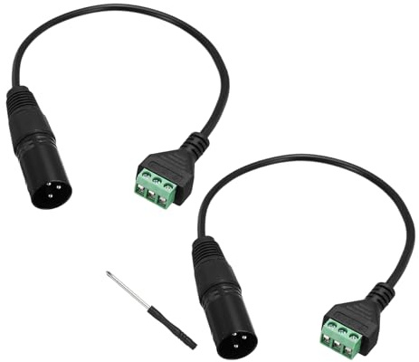 sourcing map XLR Male Connector to 3 Pin Screw Terminal Cable, 3 Pin XLR Extension Cable with Screwdriver for Speakers Microphone Stage Lighting Equipment Pack of 2