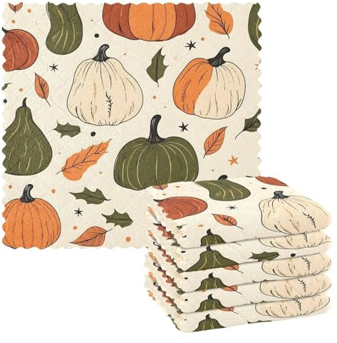 Mnsruu Microfibre Cleaning Cloths Autumn Pumpkin Pattern Reusable Dish Cloths for Washing Up 6 Pack Swedish Dishcloth Microfibre Cleaning Towels Washable Duster Rags Cloth Home
