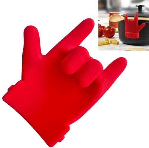 Smaoqingji Soporte de Cucharón Reposatapas - 1 Unidad, Rojo, Soportes Para Cucharas Silicona, Apto Para Todo Tipo de Ollas, Cucharas, Pinzas, Tenedores y Otros Utensilios de Cocina