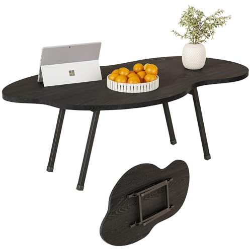 Folding Coffee Table,Modern Coffee Tables for Living Room,Small Cloud Center Table Portable Table Side Table Low Table Floor Desk for Small Spaces,Bedroom,Office,Easy Assembly,Black Coffee Table