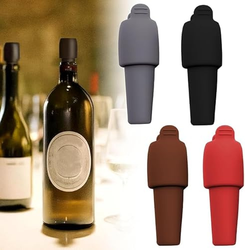 Silicone Wine Stopper for Wine Bottle, Reusable Airtight Seal with Handle for Wine, Champagne, Various Wine Bottles