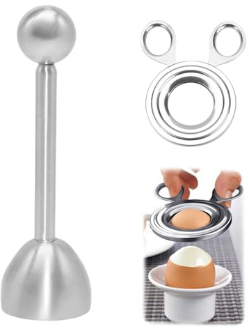 2 Stück Eierköpfer Edelstahl und Eieröffner Eierköpfer Testsieger Eier Cutter Eieröffner mit Kugel Weich Gekochte Eier Eierkopf Ei Öffner Eierknacker Egg Cracker Robuster Eierschalenöffner für Küche