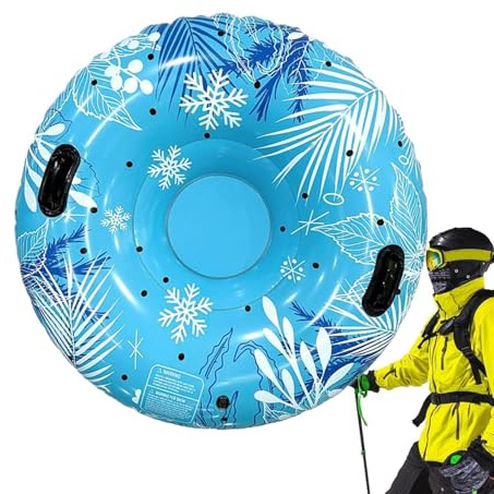 Uppblåsbart snödäck, 102 cm, uppblåsbar släde, uppblåsbar kälke för vuxna med 2 handtag för trädgård, park, lekplats, skridskoåkning, skidåkning