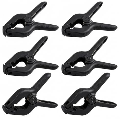 6 Pack Heavy Duty Muslin Spring Clamps, 4.6 Inch Photo Booth Backdrop Spring Clipsfor Photography Studio, DIY Project, Photo Booth, Backdrop Stand, Paper, Woodworking, Crafts, Tarp -Black