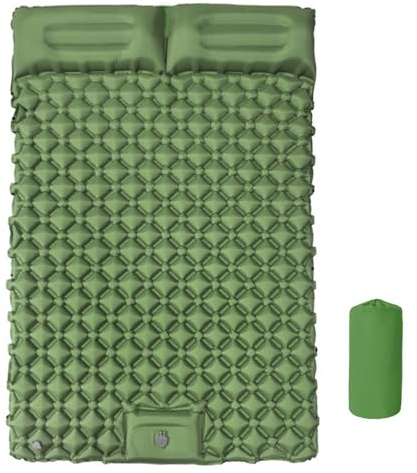 Loungematta - självuppblåsande liggunderlag med pump, tjock memoryskum campingmadrass, lätt bärbar luftmadrass for bilresor, tält, backpacking och utomhusäventyr(Green)